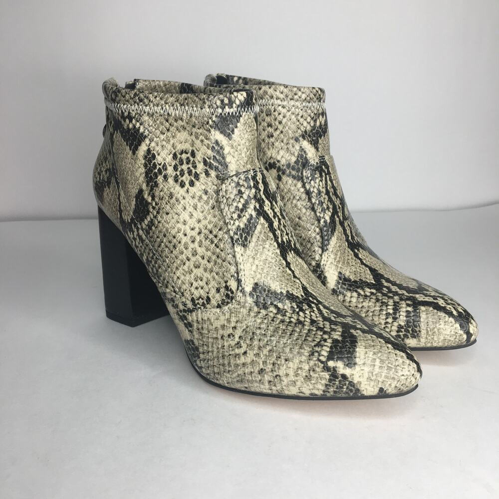 Franco Sarto Kortney Snake Print Booties Zip Block Heel 7.5
